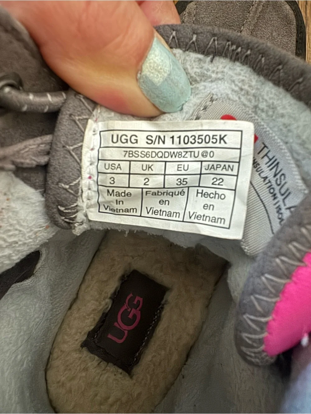 UGG Gray and Pink Kids Winter Boots
